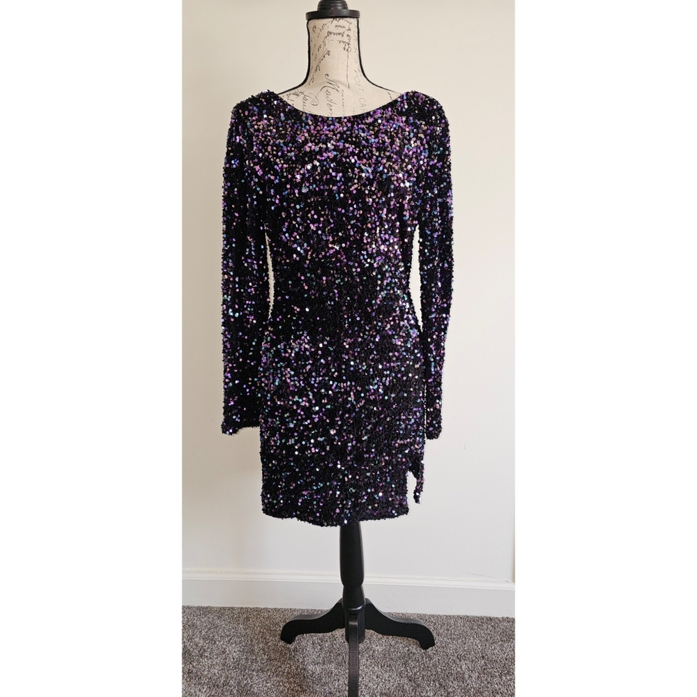 Multi-Colored Sequice Mini Dress - image 1